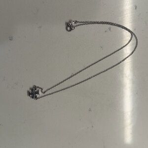 Tory Burch Silver Logo Short Pendant Necklace
